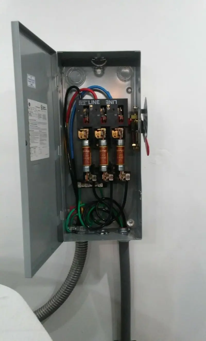 Three-phase disconnect switch installed for Smoke Detector Installation in Ward